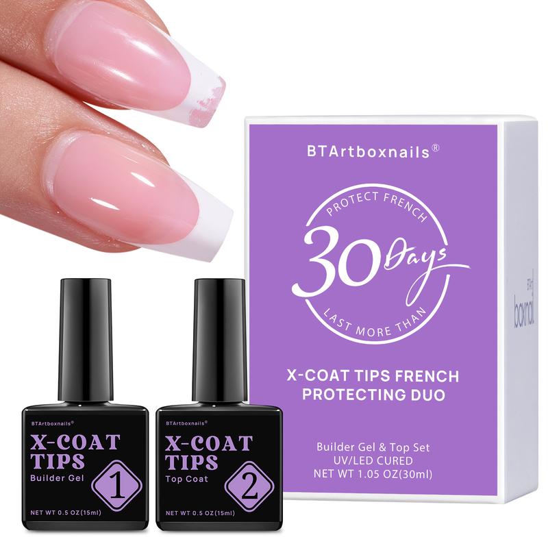 btartboxnails Nail Tips Builder Gel Set - 15ml Nail Tip Builder Gel 15ml Top Coat for French Tip Gel Nails 30+Days Long Lasting