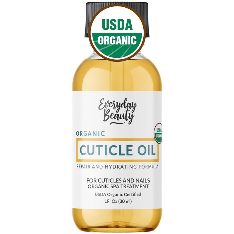 Organic Cuticle & Nail Oil - Repair, Revitalize & Hydrate Cuticles and Nails - Organic Spa Treatment - For Stronger Healthier Nails and Cuticles - 1 Fl Oz Glass Bottle with Nail Brush Nail Care