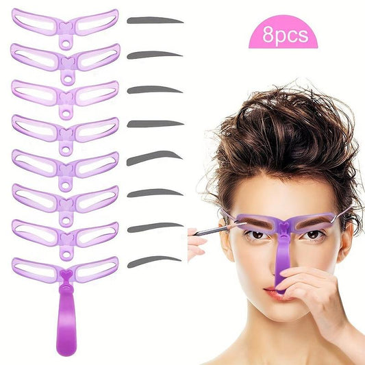 Eyebrow Templates with Handle, 8pcs/set Reusable Eyebrow Stencil, Professional Makeup Tools for Eyebrow Shaping and Grooming