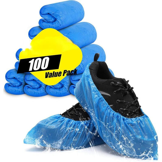 Shoe Covers Disposable Non Slip - Pack of 100 (50 Pairs), Waterproof and Recyclable Shoe Booties Covers for Indoors