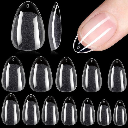 Extra Short Clear Nail Tips, 240pcs/set Half Matte Pre-Buff Fake Acrylic Nails, Soft Gel Nail Tips, Easy to Use Press on Nails for DIY Nail Extension