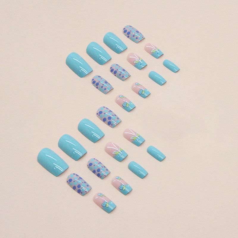 Butterfly Pattern Fake Nail & 1 Sheet Tape & 1 Count Nail File, 24pcs/set Fashion Press on Nails for Women & Girls DIY Nail Art, Elegant Stick on Nails Kit