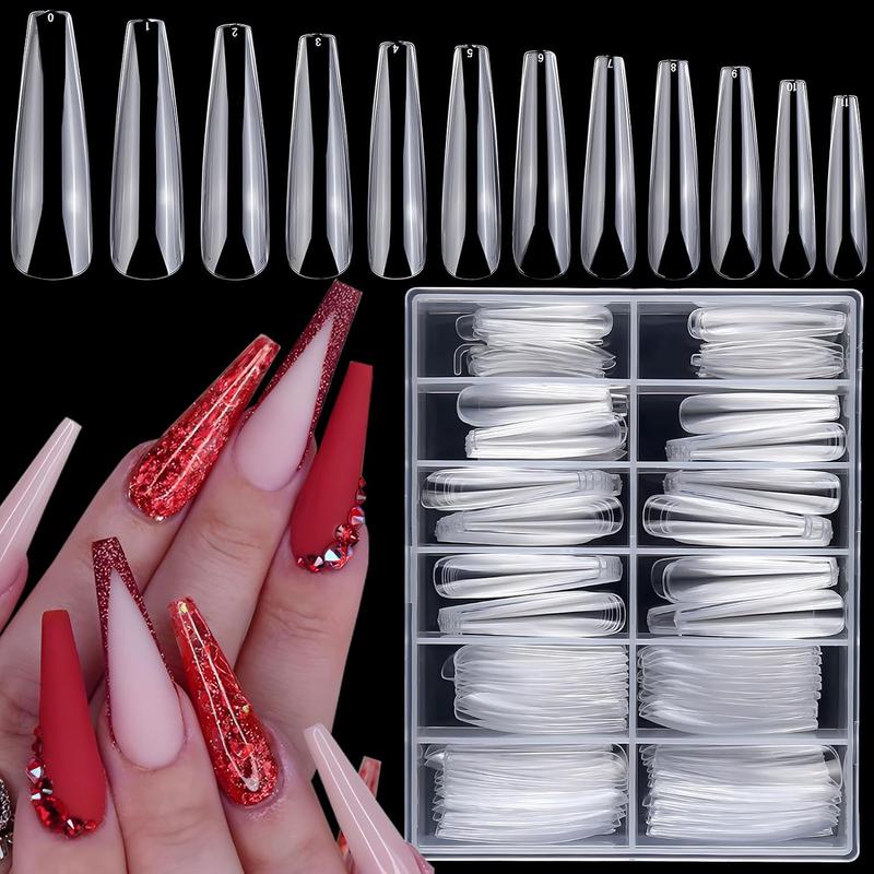 Summer Acrylic Long Almond Nail Tips, 240pcs Extra Long Full Cover Press on Nail, Removable DIY Artificial Nail Art Kit, Nail Art & Nail Care Products, Nail Kit Acrylic Set