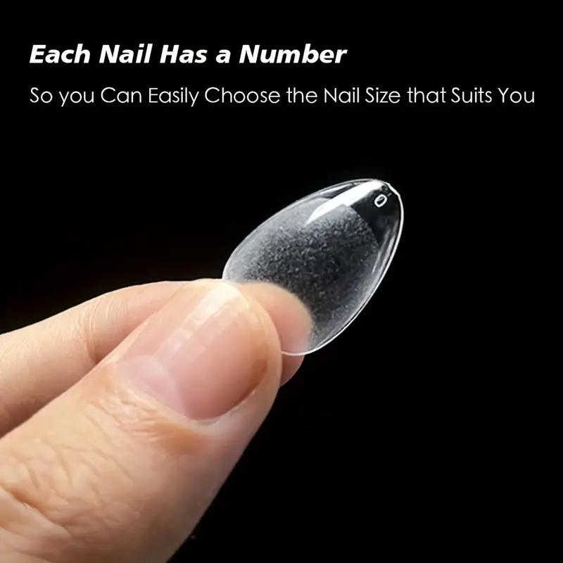 240pcs Short Almond French Style Clear Fake Nails, Half Matte Short Nail Tips, Clear Ultra Fit Natural Gel Nail Tips for Nail Extension for Beginner and Professional DIY Nail Salon