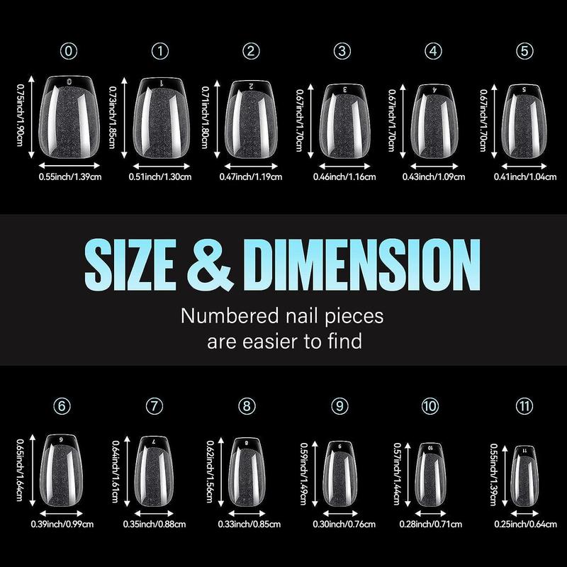 Half Matte Clear Fake Nail Tip, 120pcs/box Full Cover Press on Nail Tip, Nail Art Kit for Women & Girls Nail Extension, Summer Nail Art Set