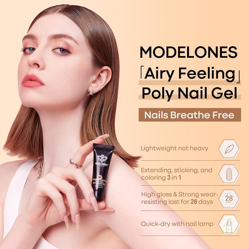 [flash sale]Modelones 22Pcs Poly Nail Extension Gel Kit, mother's day gifts 6 Colors with 48W Nail Lamp Slip Solution Rhinestone Glitter All-in-one kits French Nail Art Design Beginner Kit birthday Gift 2024 home DIY gel-x Nail Care Cutics Manicure