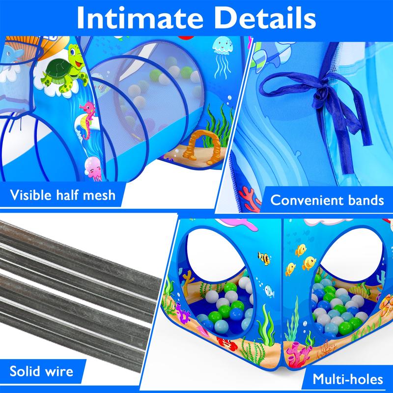 5pc Kids Play tent for Girls and Boys 4-12 Years with Child Tunnel for Kids Ball Pits Gifts Toys Indoor Outdoor Game indoor tent pit tunnel