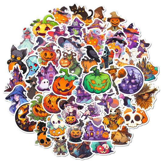 Decoration Home decor with stickers 50pcs Halloween Sticker, Graffiti Stickers Ghost Witch Bat Carnival Stickers, Vinyl Stickers, Pumpkin Sticker for Mobile Cases Laptop Decal, Halloween Decoration