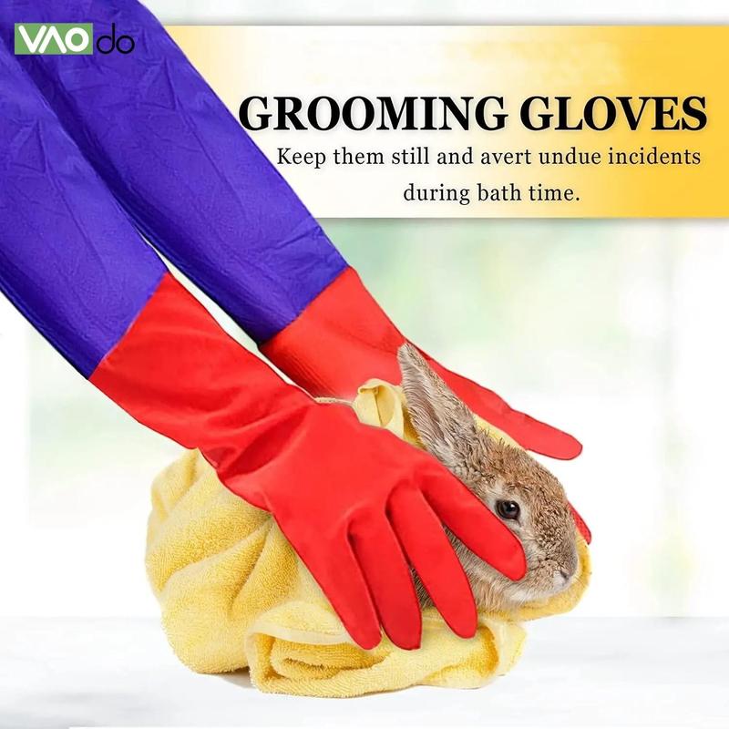 Thickened Rubber Dishwashing Gloves, 1 Pair Waterproof Long Sleeve Gloves, Reusable Anti-scratch Gloves for Kitchen