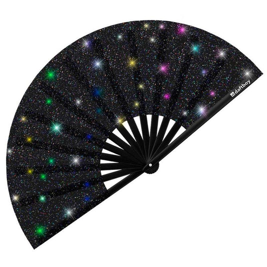 Black Galaxy Glitter Glam Fan