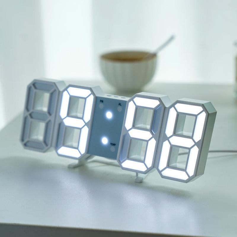 3D LED Clock Digital Alarm Clock Usb Charging Humidity Clocks with 3 Auto Adjust Brightness Levels Electronic Desk Clock for Warehouse Office Home Living Room with 12/24 Hour Display Nightlight Temperature Display Birthday Gifts