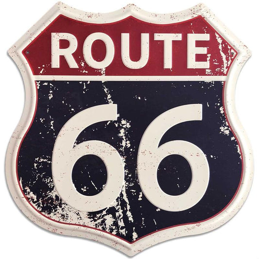 Route 66 Shield Tin Art Sign Historic Retro Vintage Classic American Decor, metal signs for garage, Bar, Restaurant, Man Cave, Living Room Decoration