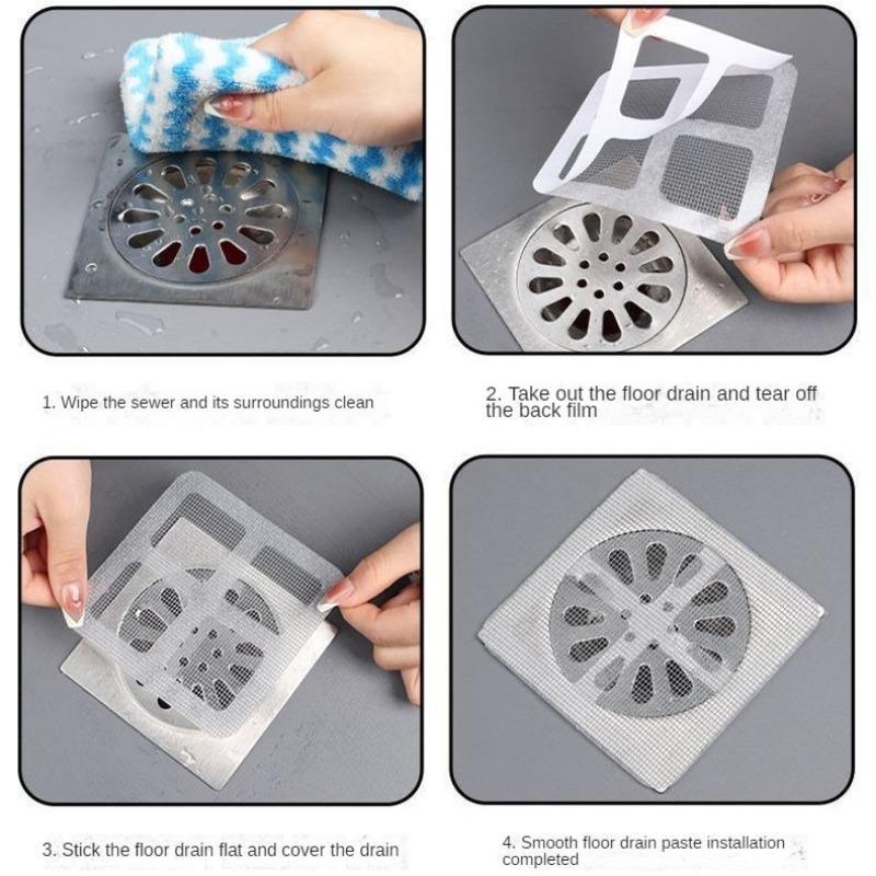 Disposable Self Adhesive Floor Drain Cover, Anti-clogging Filter, Bathroom Kitchen Sink Strainer