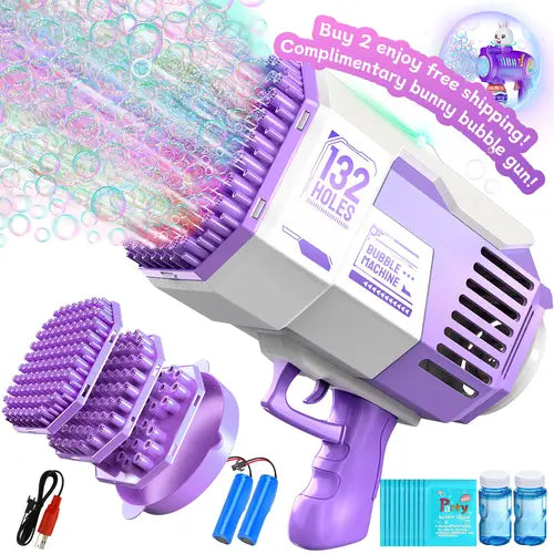 Bubble Machine Gun, 132 Holes Bubbles Gun Kids Toys for Boys Girls Age 3 4 5 6 7 8 9 10 11 12 Year Old, Summer Outdoor Toy Birthday Wedding Party Favors Gifts