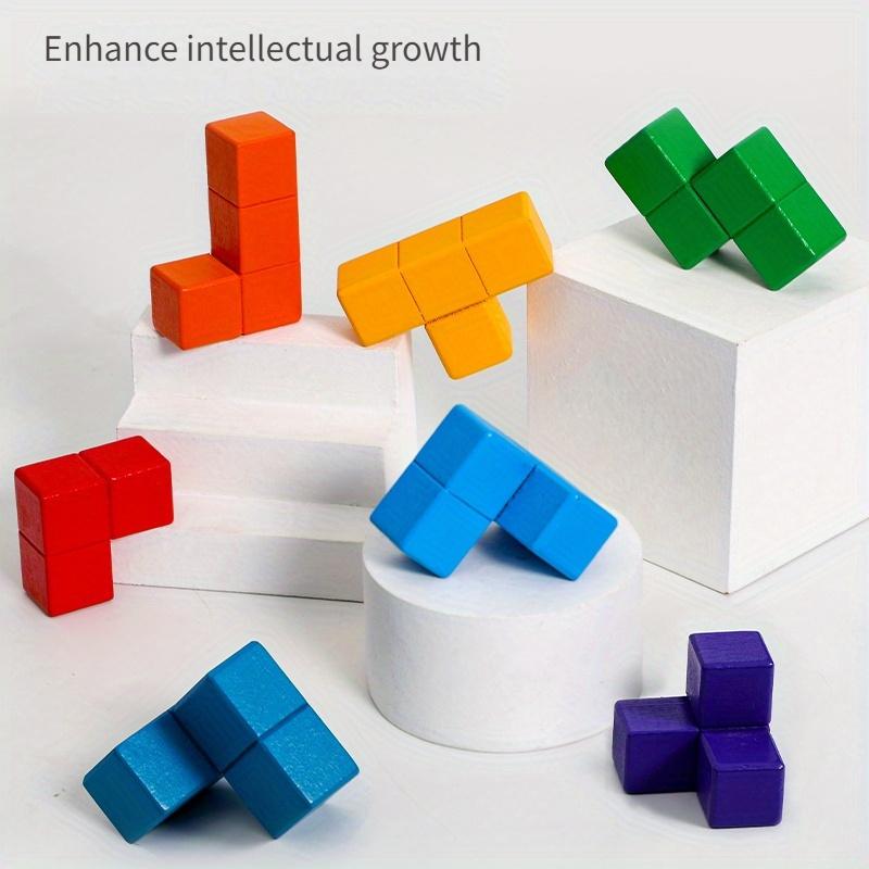 Intelligence Promotion Rubik's Cube Building Blocks-Natural Wood, Mixed Color, Logic and Critical Thinking Development Education STEM Toys