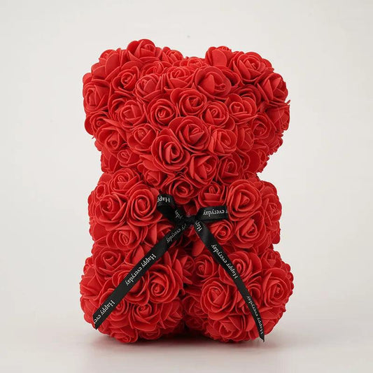 Valentines Day Gift Red Rose Teddy Bear Artificial Flower Bear