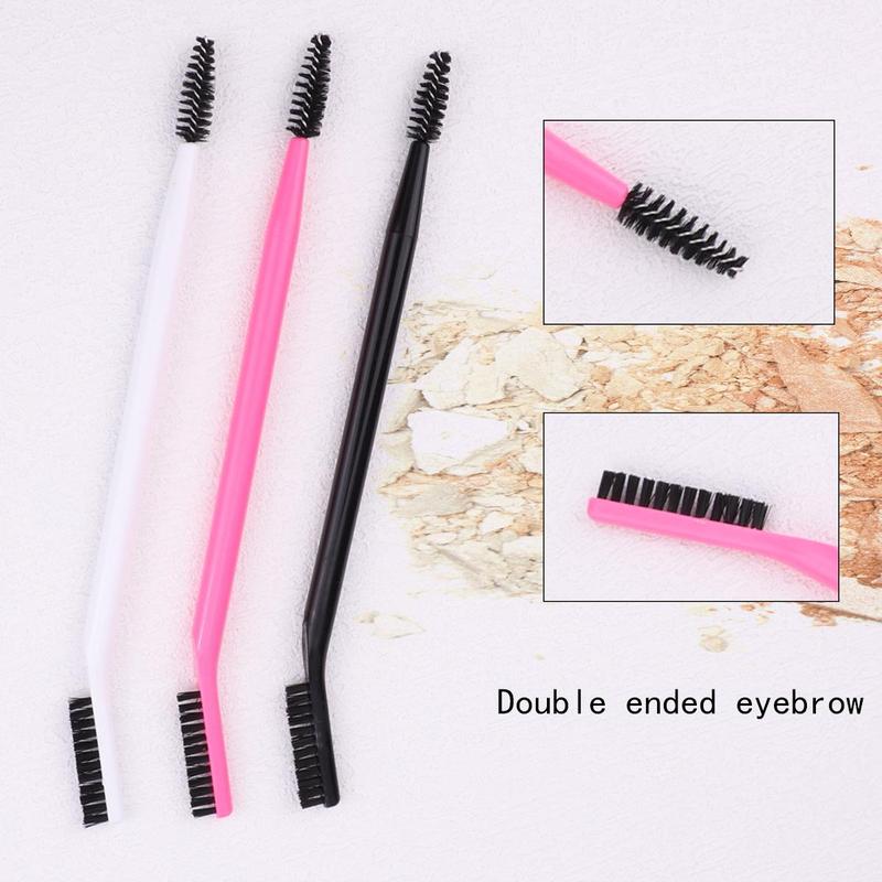 Thin But Stiff Multi-function Dual-ended Eyebrow & Eyelash Brush, 3 Counts Professional Makeup Tools for Women & Girls