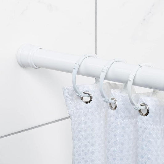 Curtain Adjustable Tension Shower Rod, 44" to 72", White