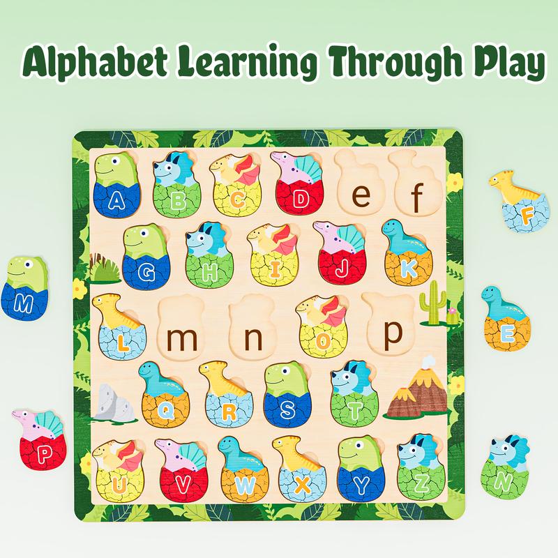 Alphabet Learning Toys Wooden Alphabet Puzzles ABC Toys Dinosaur Puzzles Toys Words Spelling Games Toys Letter Toys For  Boys Girls Toys