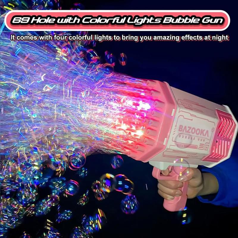 Bubble Gun, Bubble Gun, 69 Hole Bubble Gun with 4 Bottles of Bubble Liquid, for Children Adults, Indoor and Outdoor Birthday Wedding Party Events Summer must-have, good for family