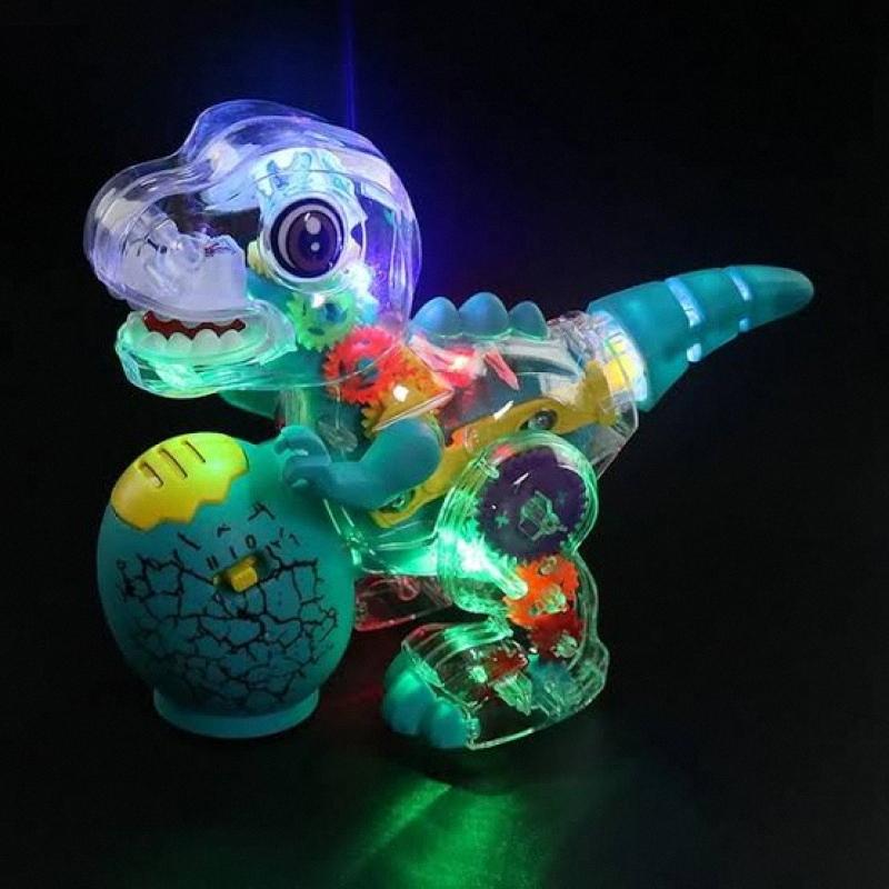 Unique Transparent Gear Dinosaur Toy With Light And Music