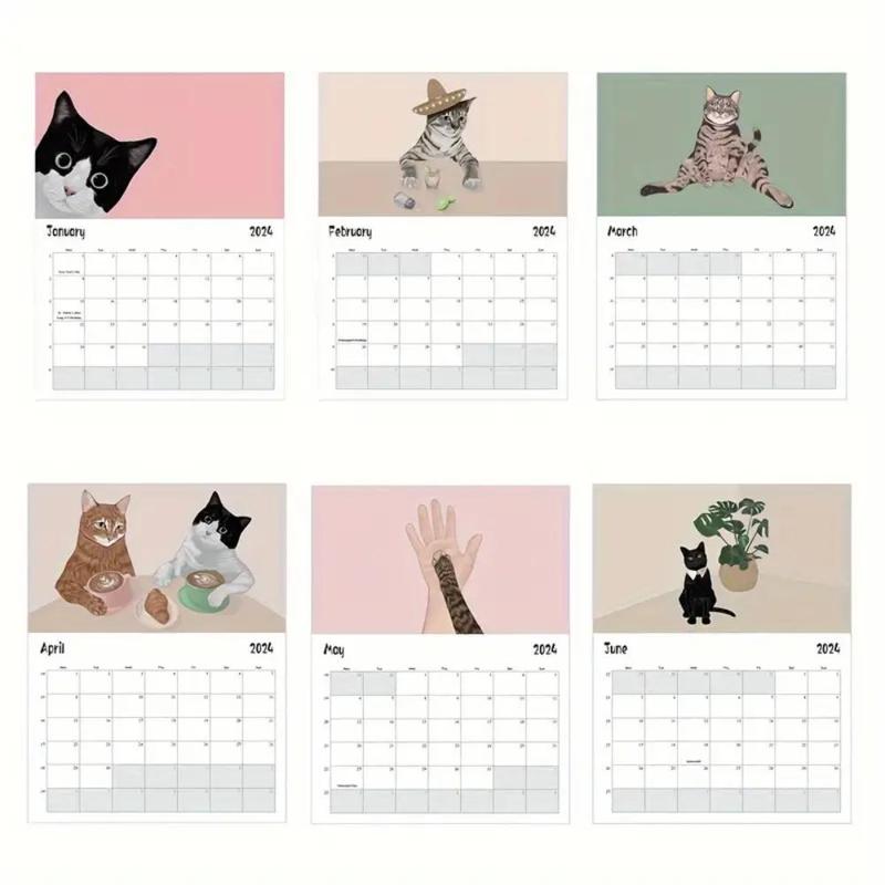 Personality Cats Design Calendar for Mean Girls Decorations, 1 Count Creative Paper Calendar, Funny Sassy Holiday Gift for Cat Lovers