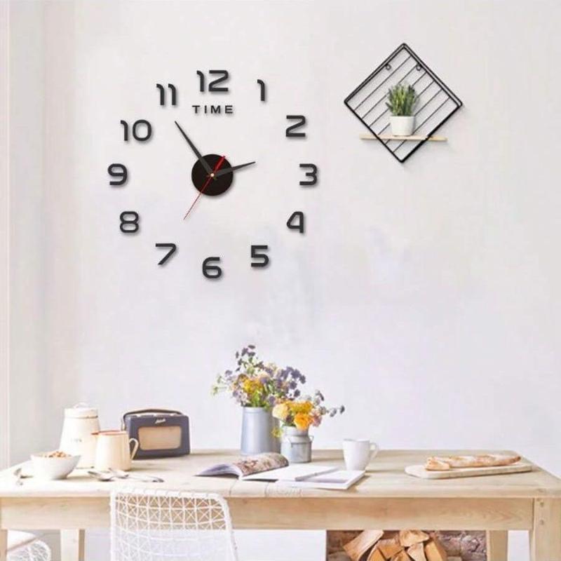 2pcs/set Modern Design Large Wall Clock, DIY Quartz Clocks Acrylic Mirror Stickers, Horloge Clocks for Home Living Room Decor