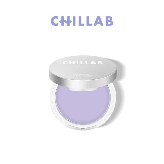 Chillab Lavender Matte Powder - Powderless Compact with Oil-Control Matte Finish, Makeup Setting, Silky Smooth Purple Texture, Invisible Finish, Includes Waterdrop Puff, Suitable for All Skin Tones & Types