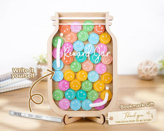 Smiley Face Reward Jar, Personalised Gift For Teacher, Colorful Classroom Decor, Back to school gift