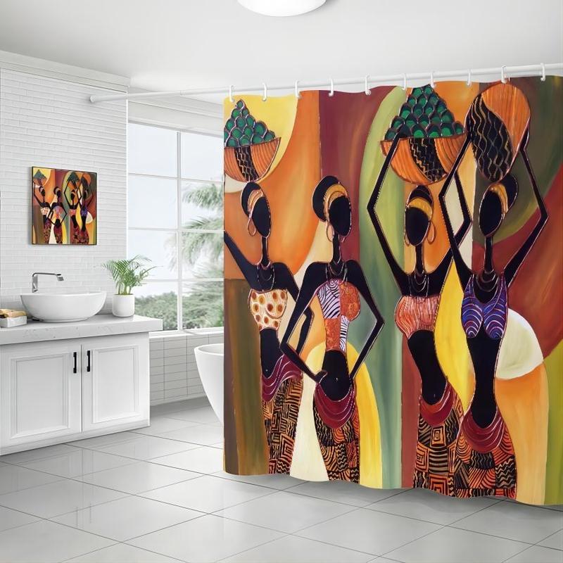 Polyester Shower Curtain (1 Piece), African Girl Pattern Waterproof Shower Curtain For Bathroom