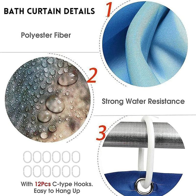 Swan Pattern Curtain Set, 4 Counts/set Including 3 Counts Mats and 1 Count Waterproof Shower Curtain with 12pcs Hooks, Bathroom Set, Summer Gift Ideas