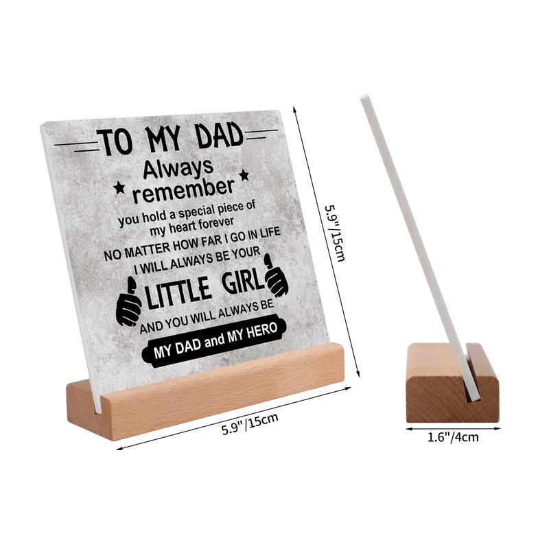 Dad Gifts for Fathers Day, Fathers Day Gifts for Dad from Daughter Acrylic Plaque, Birthday Gifts for Dad Desk Decorative Sign for Home Office Dad Birthday Gifts