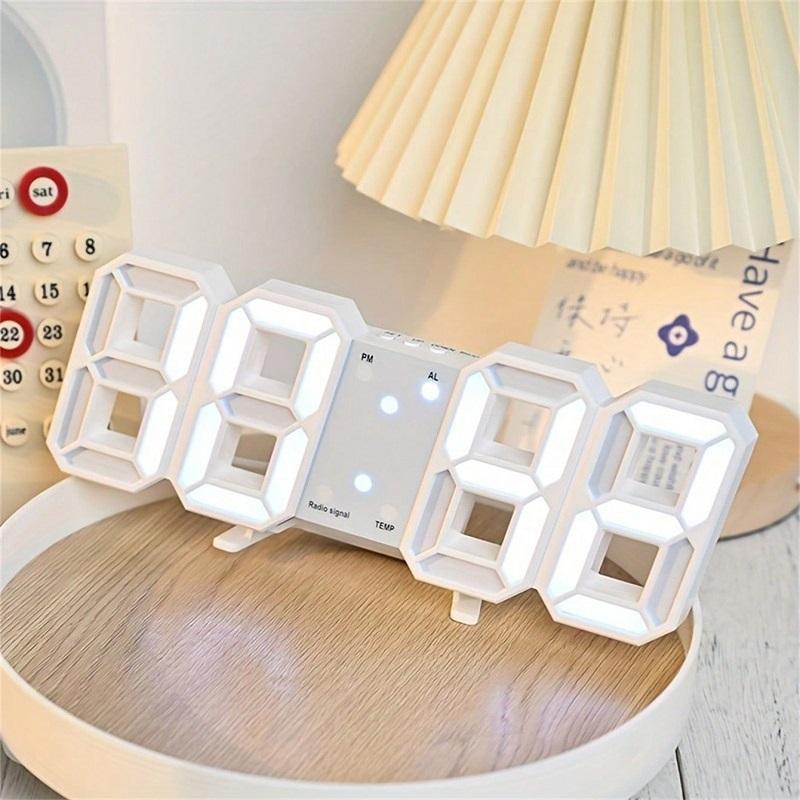 3D Digital Clock, USB-powered LED Electronic Clock, Home Desktop Silent Stereo Alarm Clock, Creative Fashion Clock, Room Decor