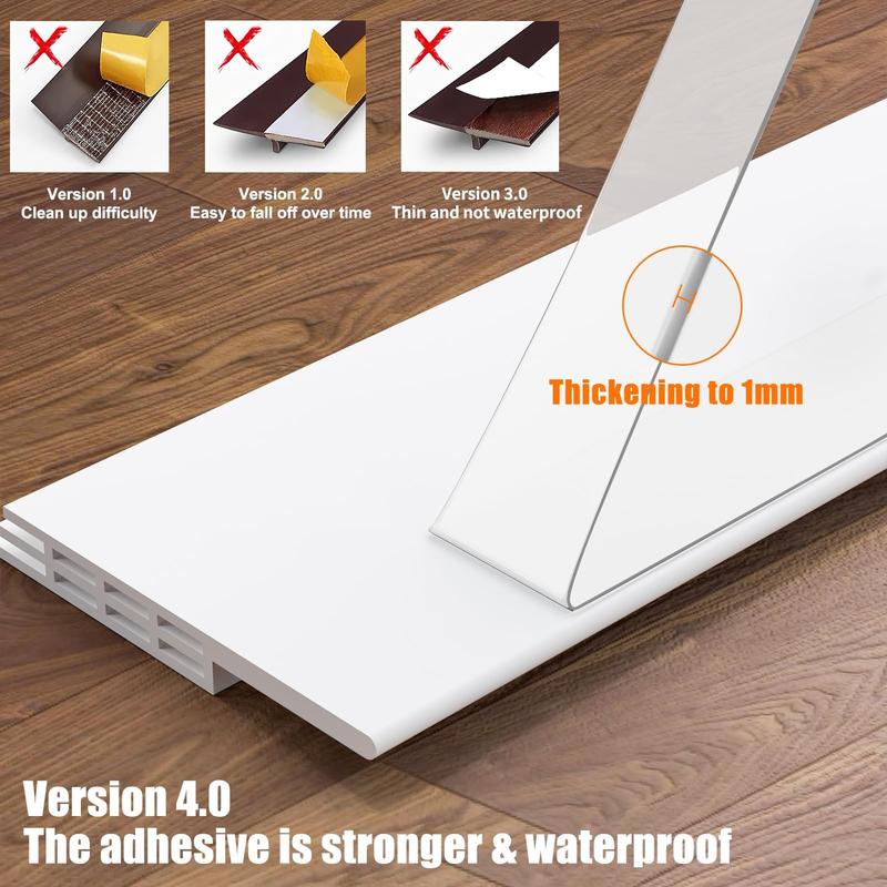 GroTheory 2 Pack Door Draft Stopper, Under Door Sweep for Exterior & Interior Doors, Weather Stripping Door Seal, Garage Window Blocker Noise Cold Air Insulation, Draft Guard White 2" W x 39" L