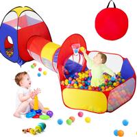 3-in-1 Kids Play Tent with Ball Pit and Tunnel for Toddlers - Indoor Outdoor Playhouse for Boys & Girls