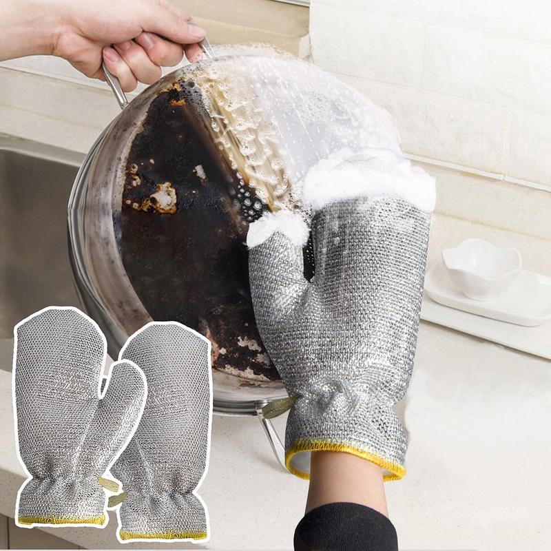 Multifunctional Wire Dishwashing Gloves, Steel Wire Insulated Waterproof and Guards Kitchen Cleaning Gloves for Scrubs & Cleans Dishes, Sinks, Counters, Stove Tops, Easy Rinsing