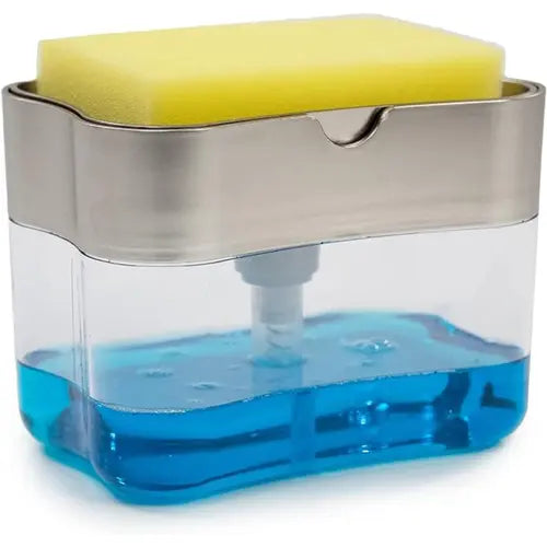 Dish Soap Dispenser and Sponge Holder for Kitchen Sink, Sponge Included