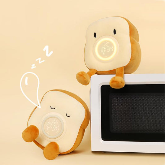 Toast Bread Design Smart Alarm Clock with Night Light, Cute Plush Bedside Clock for Kids Students Girls Boys, Mean Girls Decorations