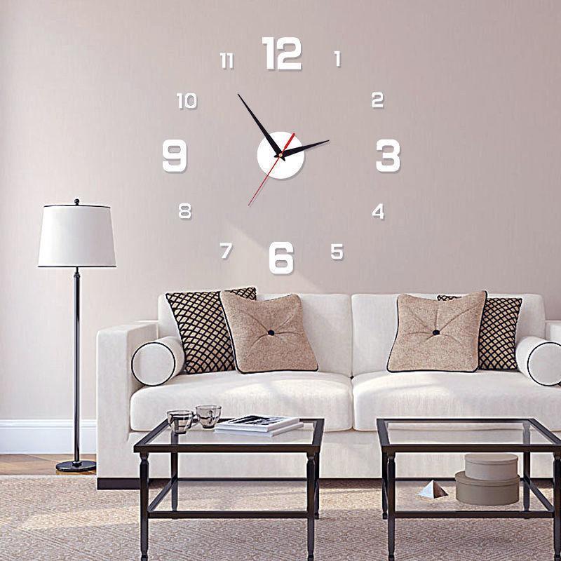 Wall Mounted Clock, DIY Frameless Wall Clock, Modern Design Wall Clock for Home Living Room Bedroom Decor [Battery Required, without Battery]