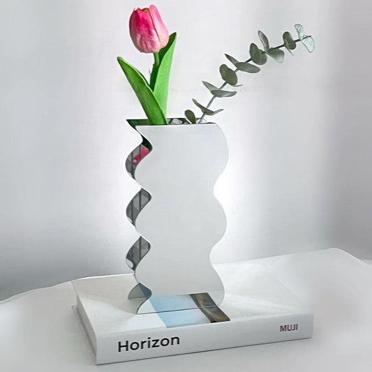 Wave Design Vase without Plant, 1 Piece Creative Spring?Clear Acrylic Flower Vase, Decorative Vase for Home Living Room Bedroom Office Wedding Party