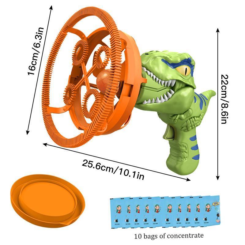 Dinosaur Design Bubble Machine Kids Toys, 1 Set 4-hole Bubble Blower Toy, Bubble Maker Toy with Color Box Packaged and 10pcs Bubble Solution, Requires 3 Aa Batteries, Summer Gift Toys for Kids