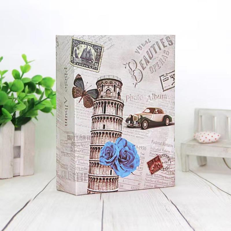 4"x 6" 100 Pocket Leaning Tower Pattern Photo Album, 1 Count Large Capacity Photo Album, Romantic Proposal Commemorative Photo Album