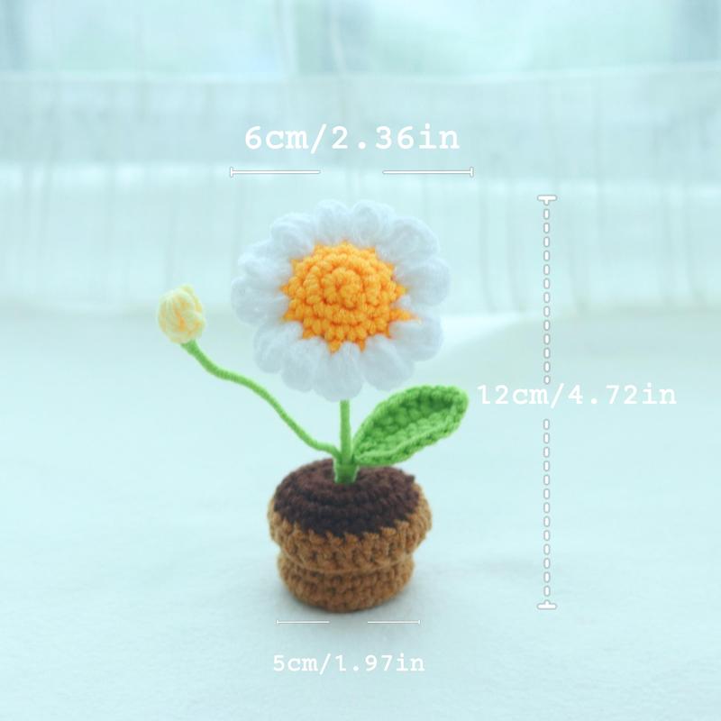 Crochet Flower Pot, 1 Count Cute Mini Crochet Flower Pot Ornament, Creative Flower for Home Decor, Desktop Decoration for Living Room Bedroom Office