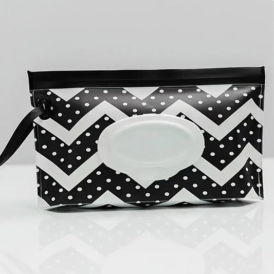 Geometric Pattern Tissue Box, 1 Count Portable Travel Toiletry Bag, Plastic Wet Wipes Bag