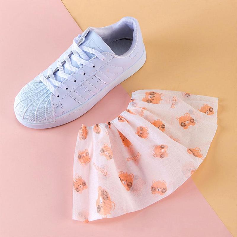 50pcs/set Disposable Non-woven Fabric Shoe Cover, Cartoon Animals Pattern Non-slip Indoor Shoe Cover, Stretchable Shoe Cover For Home Indoor