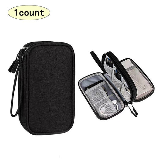 Double Layer Digital Accessories Storage Bag, 1 Count Portable Travel Storage Bag for Headphone Data Cable Charger, Multifunctional Home Organizer