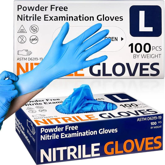 Nitrile Exam Gloves, Latex-Free & Powder-Free Non-Sterile Food Safe Cleaning Disposable Glove, 100 Pcs