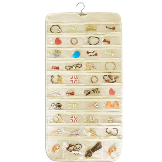 Hanging Jewelry Organizer, 80-pocket Double-sided Jewelry Storage Bag, Jewelry Storage Organizer for Earring Necklace Bracelet Ring