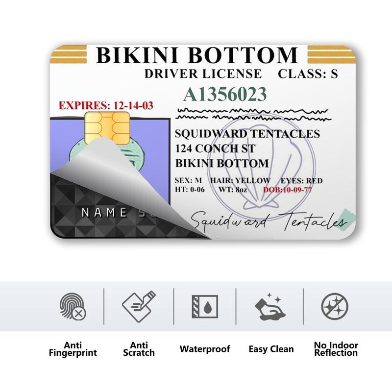 Squidward Tentacles Bikini Bottom Driver License Design Credit Card Skin Sticker