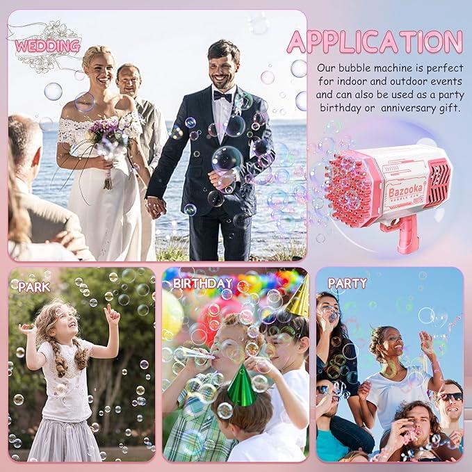 Bubble Machine, 2024 Upgraded Bubble Machine,  69 Holes Automatic Bubbles Machine for Kids Adults Outdoor Toys Gift for Birthday Wedding Party Bubble Blaster for Indoor Bubble Blower